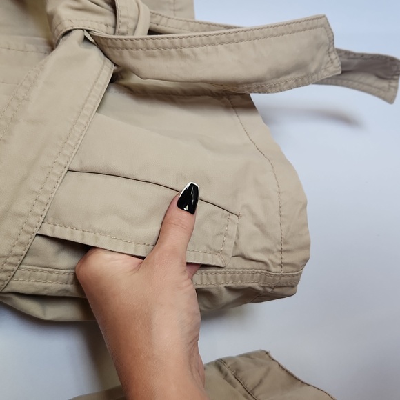 GAP khaki belted utility jacket short  trench coat size small 100% Cotton - Picture 5 of 11